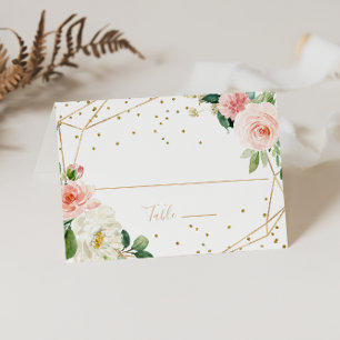 Greenery & Gold Geometric Wedding Place Card