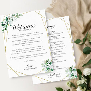 Greenery Gold Geometric Wedding Weekend Itinerary Invitation