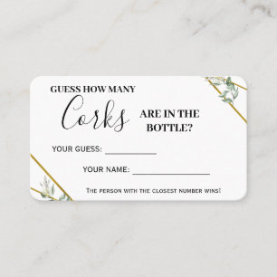 Greenery Gold How many Corks Shower Game Card