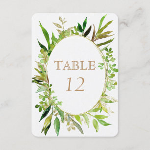 Greenery & Gold Leaf Framed Wedding Table Numbers