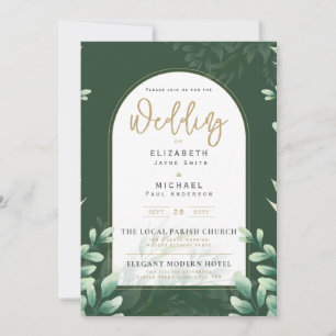 Greenery Gold PHOTO Wedding Invite LeahG