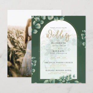 Greenery Gold PHOTO Wedding Invite LeahG