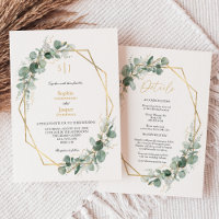 Greenery Gold Simple Monogram All In One Wedding