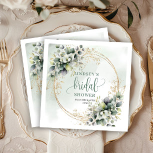 Greenery Gold Watercolor Bridal Shower Party Napki Napkin