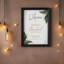 Greenery Gold Watercolor Bridal Shower Welcome