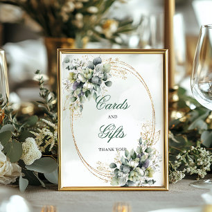 Greenery Gold Watercolor Cards And Gifts Sign