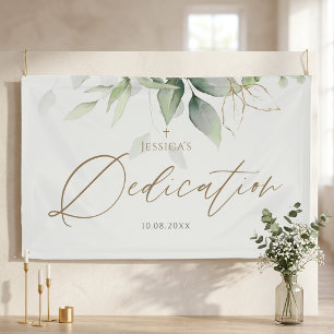Greenery Gold Watercolor Dedication Welcome Banner