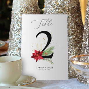 Greenery + Gold Watercolor Holiday Table Number 2