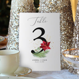 Greenery + Gold Watercolor Holiday Table Number 3