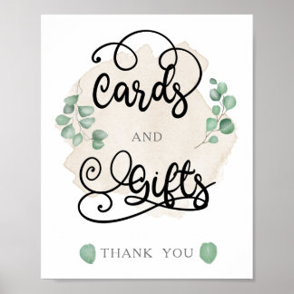Greenery gold Wedding Cards and Gifts Sign Poster