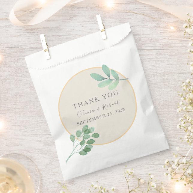 Greenery Gold Wedding Favour Bags (Clipped)