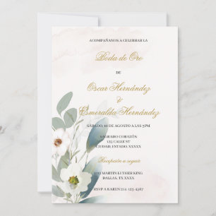 Greenery golden wedding  invitation