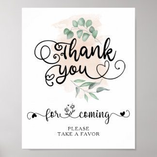 Greenery Golden Wedding Thank you Take favor sign
