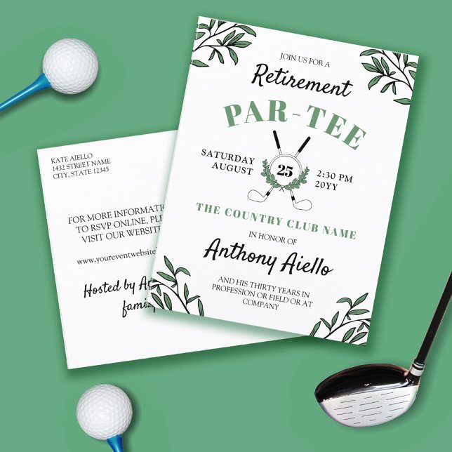Greenery Golf Themed Retirement Par-Tee Postcard (Creator Uploaded)