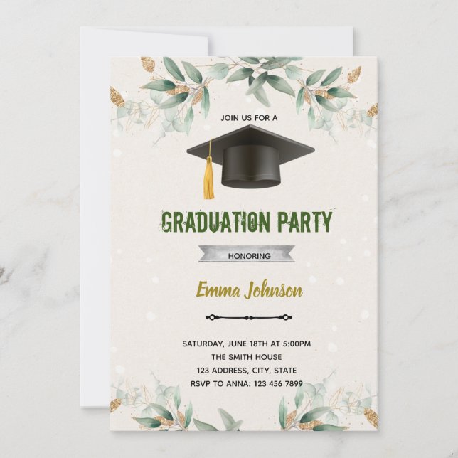 Greenery graduation invite (Front)