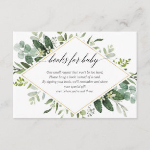 Greenery green and gold foliage book request enclosure card
