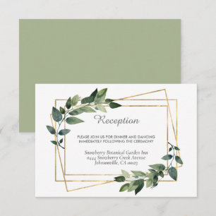 Greenery Green and Gold Geometric Rustic Wedding Enclosure Card