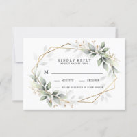 Greenery Green and Gold Geometric Rustic Wedding