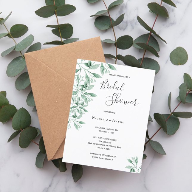 Greenery green botanical Bridal Shower invitation Postcard (Creator Uploaded)