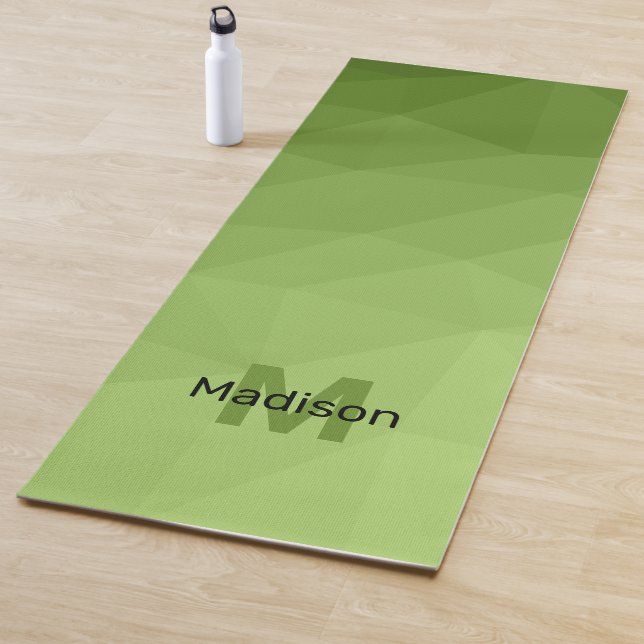 Greenery green ombre geometric mesh Monogram Yoga Mat (In Situ)
