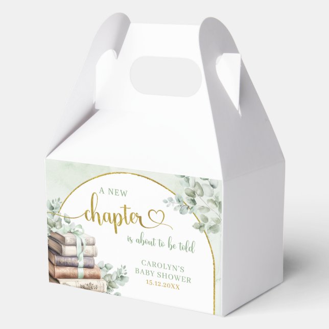 Greenery Green Sage Storybook Theme Baby Favour Bo Box (Back)