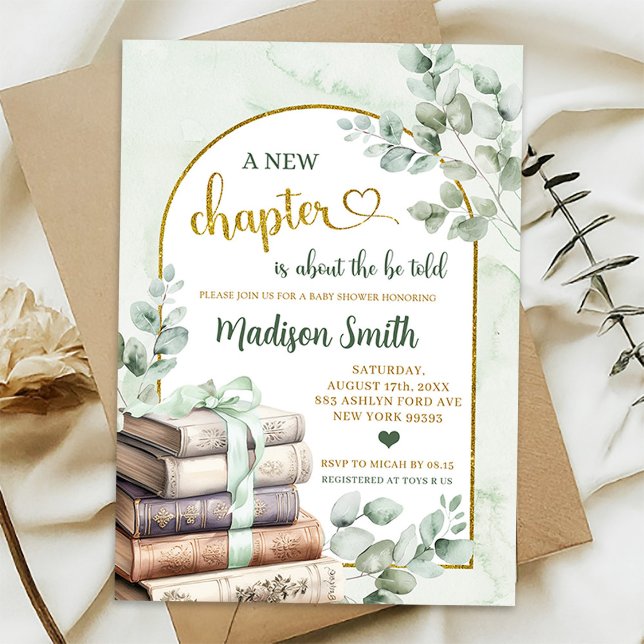 Greenery Green Sage Storybook Theme Baby Shower Invitation (Creator Uploaded)