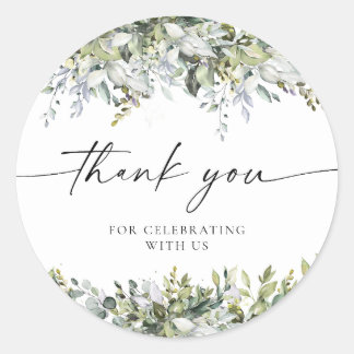 Greenery Herbal Bridal Shower Classic Round Sticker