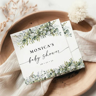 Greenery Herbal Bridal Shower Square Paper Coaster