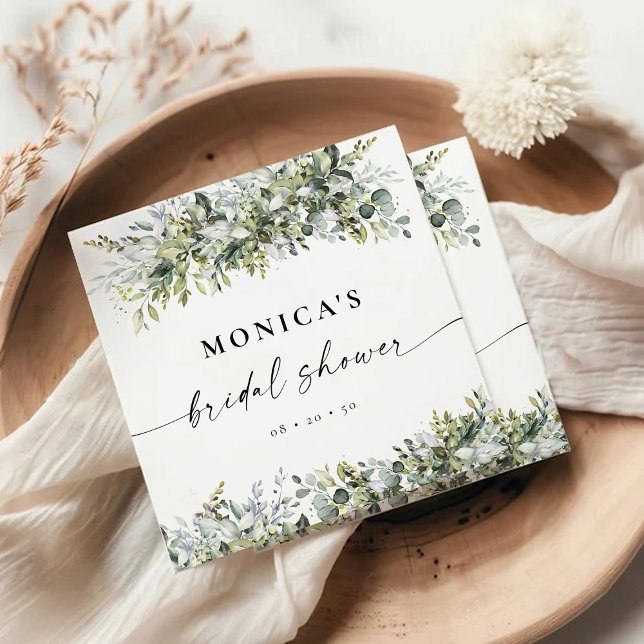 Greenery Herbal Bridal Shower  Square Paper Coaster (Creator Uploaded)
