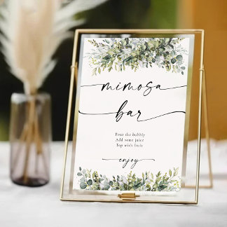 Greenery Herbal Mimosa Bar Sign