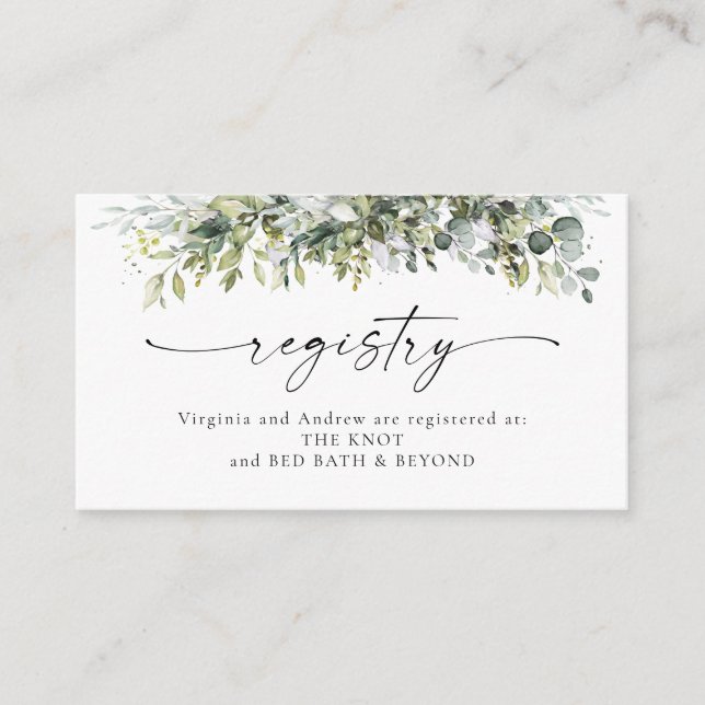 Greenery Herbal Registry Enclosure Card (Front)