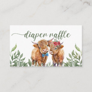 Greenery Highland Cow diaper raffle Enclosure Card