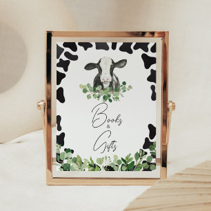 Greenery Holy Cow Baby Shower Books and Gifts Poster