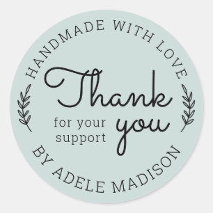 Greenery Homemade With Love Thank You Classic Round Sticker