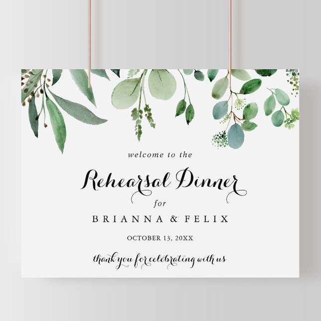 Greenery Horizontal Rehearsal Dinner Welcome Sign (Creator Uploaded)