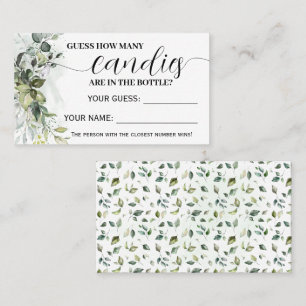 Greenery How Many Candies Baby Shower game card