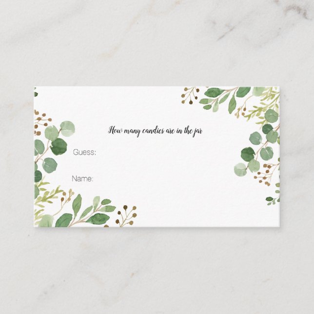 Greenery How Many Candies in the jar Card (Front)