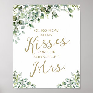Greenery How Many Kisses For The Mrs Sign