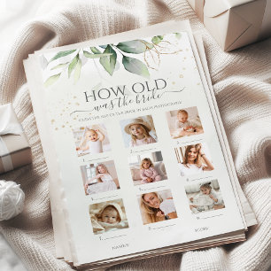 Greenery How Old Was The Bride Bridal Shower Game