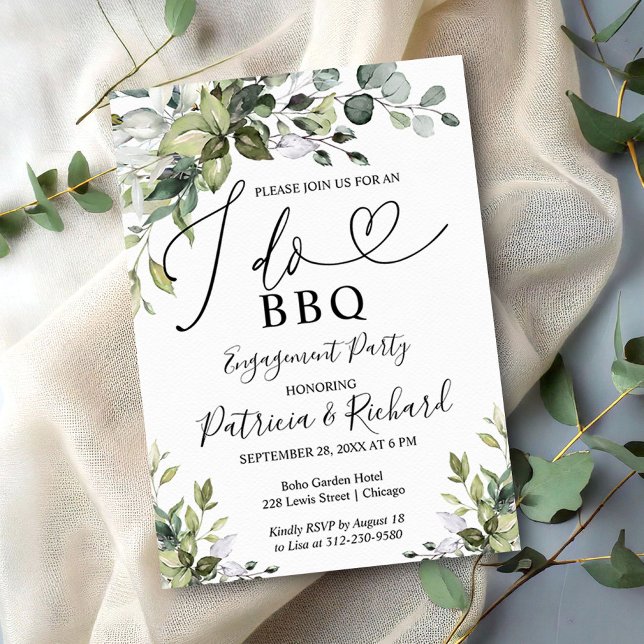 Greenery I DO BBQ Engagement Party Invitation (Creator Uploaded)