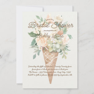 Greenery Ice cream cone floral bridal shower Invitation