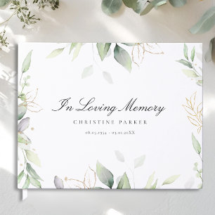 Greenery "In Loving Memory" Funeral Guest Book