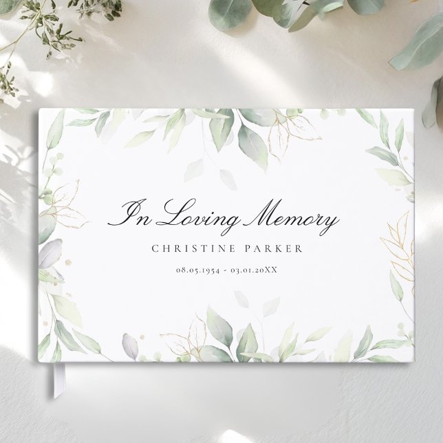 Greenery "In Loving Memory"  Funeral Guest Book (Greenery "In Loving Memory" Funeral Guest Book)