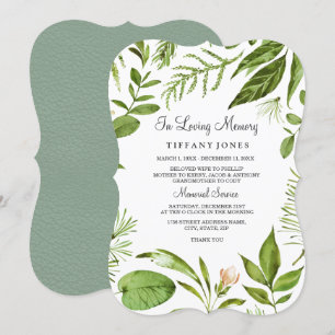 Greenery In Loving memory memorial announcement