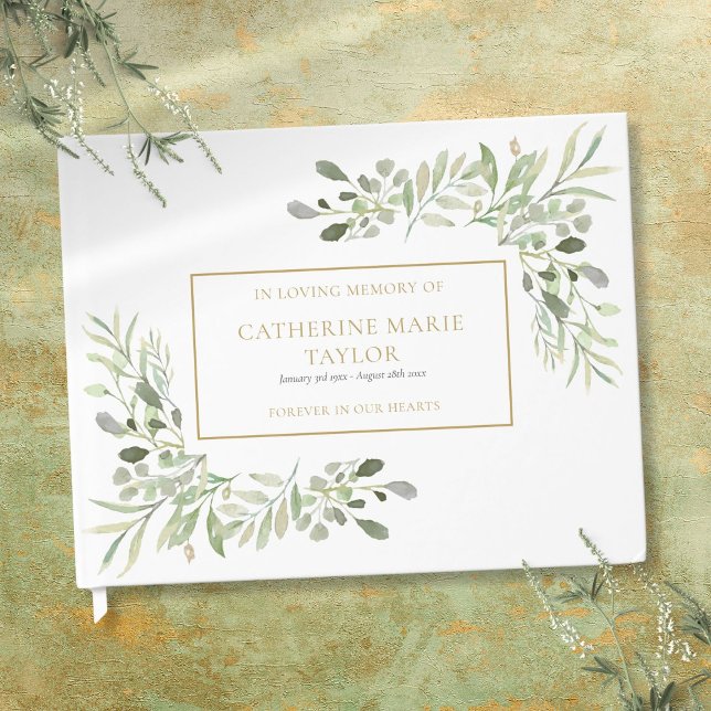 Greenery In Loving Memory Memorial Funeral Guest Book (Greenery In Loving Memory Memorial Funeral Guest Book)