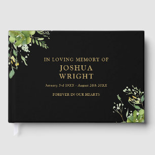 Greenery In Loving Memory Memorial Funeral Guest Book