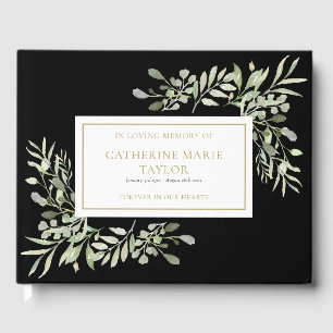 Greenery In Loving Memory Memorial Funeral Guest Book