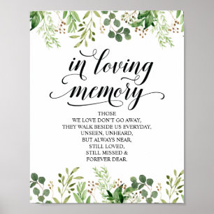 Greenery In Loving Memory Memorial Sign