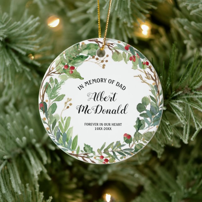 Greenery In Memory of Dad Christmas Ornament (Tree)