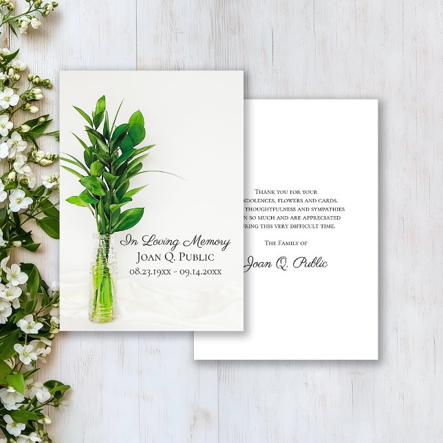 Greenery in Vase Funeral Memorial Sympathy Thank You Card (Creator Uploaded)